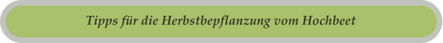 Tipps für die Herbstbepflanzung vom Hochbeet